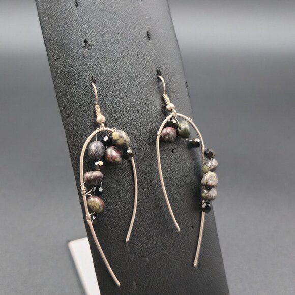 Silver Plated Dragon's Blood Jasper Handmade Earrings A6732 - Picture 2 of 5